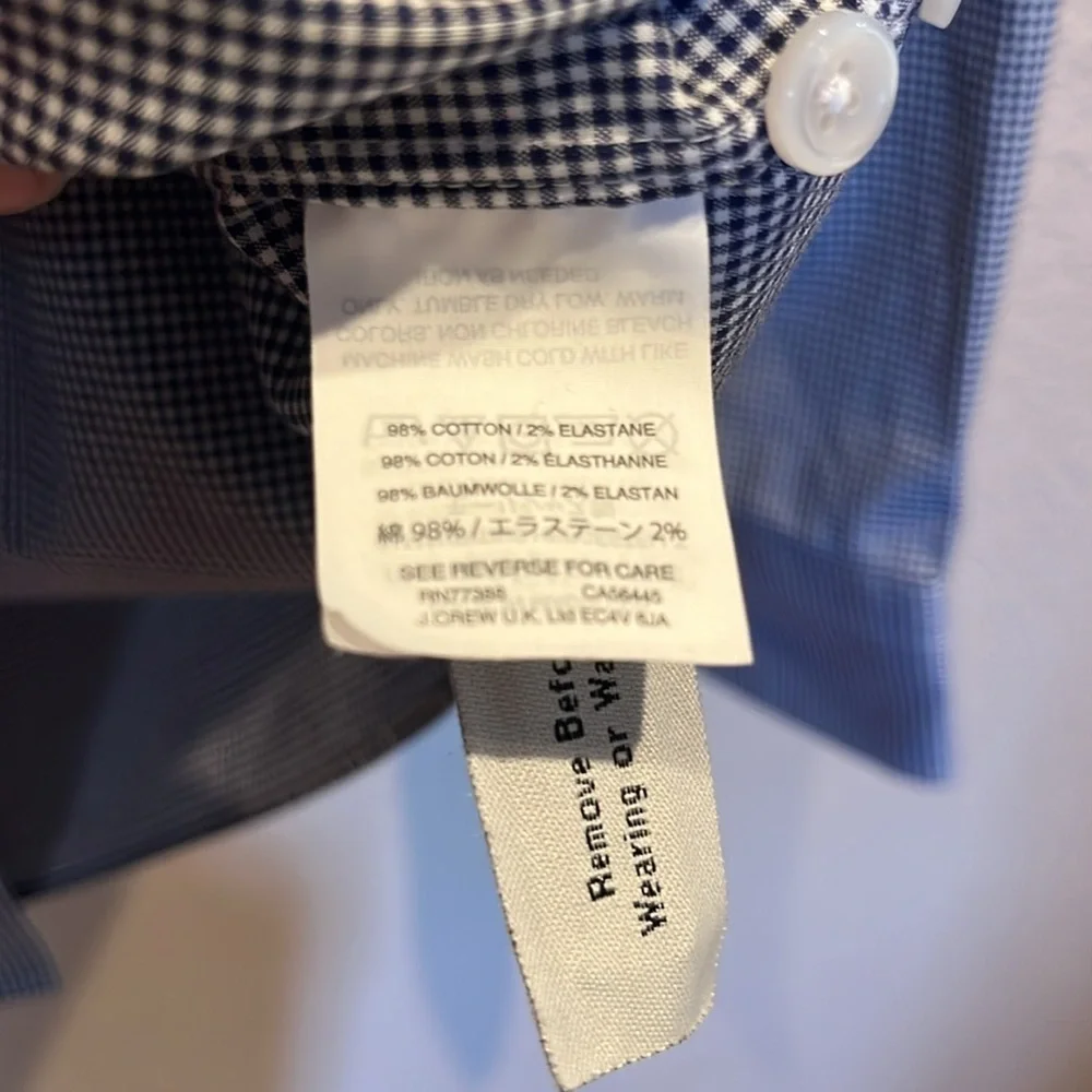 J. Crew Men’s Ludlow Dress Shirt Navy Blue Check Size 16/35 Slim Fit